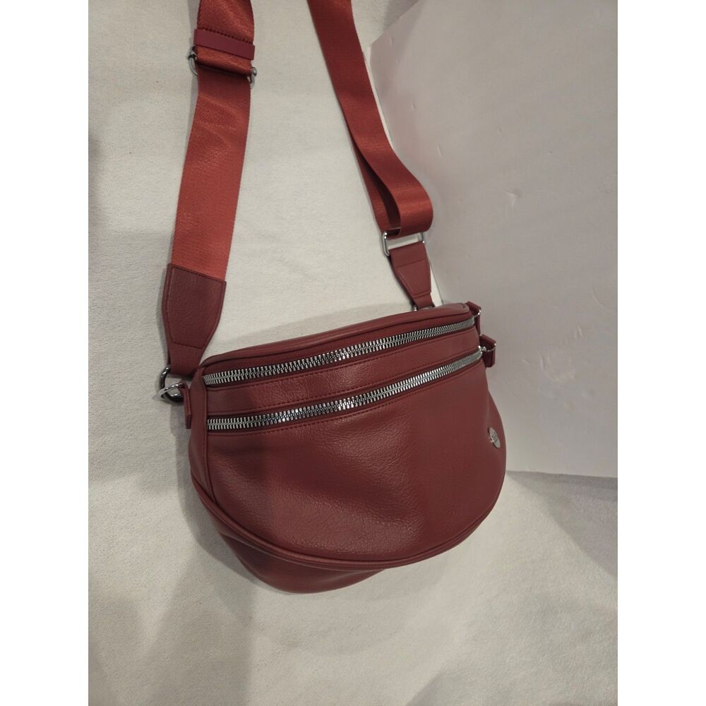 Iris & Rainbow Red Burgundy Vegan Leather Crossbody Bag Sling Bag